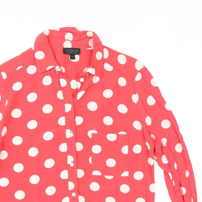 Womens UK Size 6 Topshop Pink Basic Button-Up