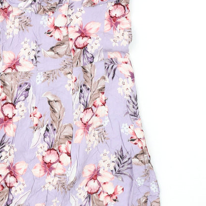 New Look Womens Purple Floral Viscose Playsuit One-Piece Size 10 L3 in Zip