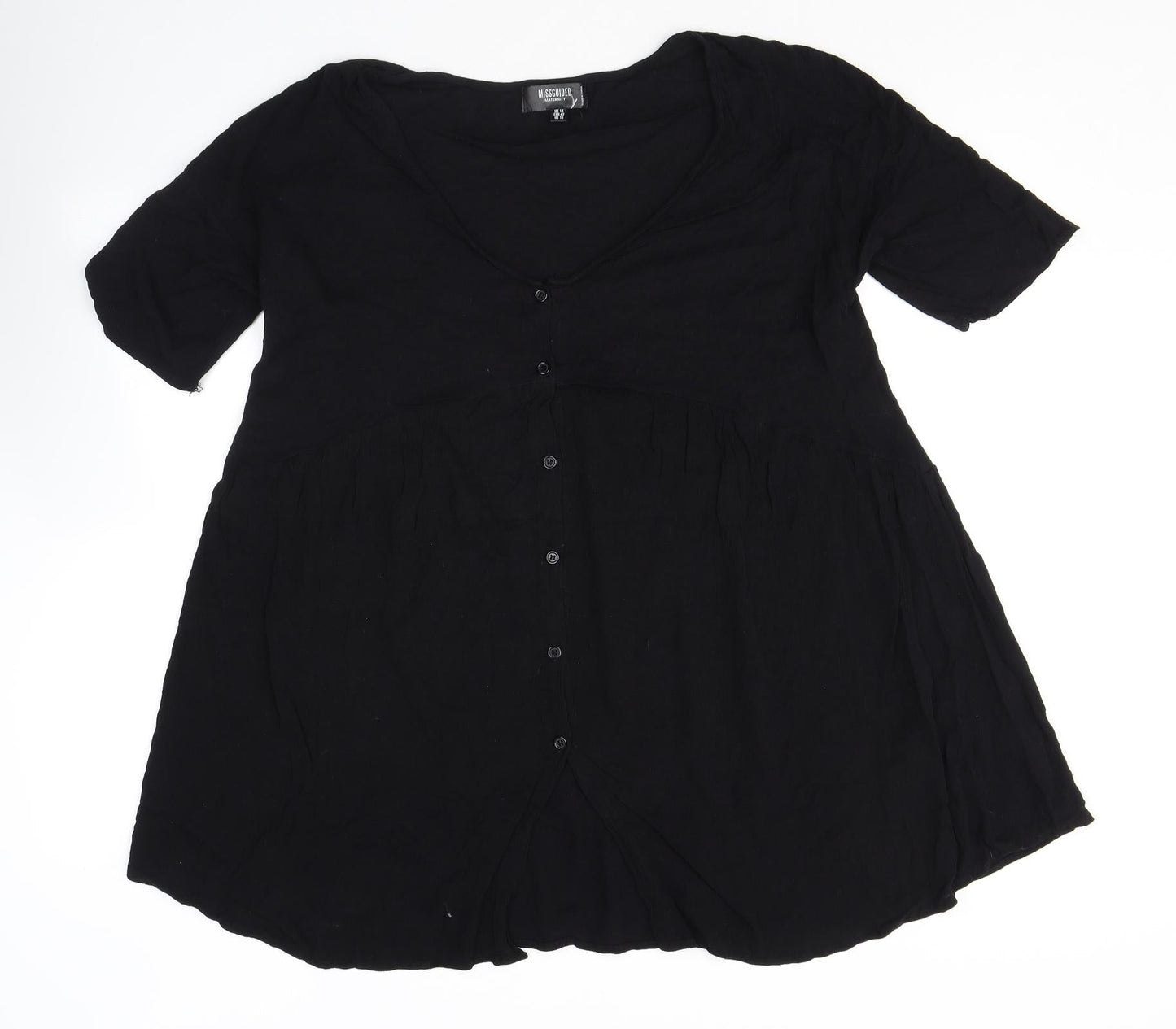 Womens UK Size 14 Missguided Black Basic Button-Up