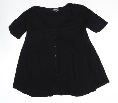 Womens UK Size 14 Missguided Black Basic Button-Up