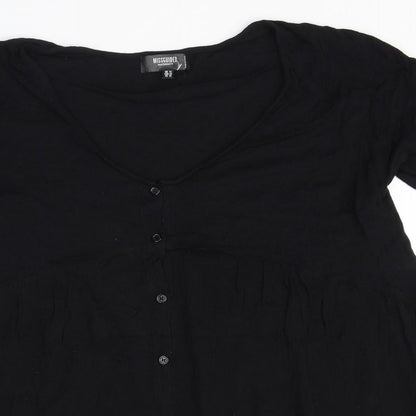 Womens UK Size 14 Missguided Black Basic Button-Up