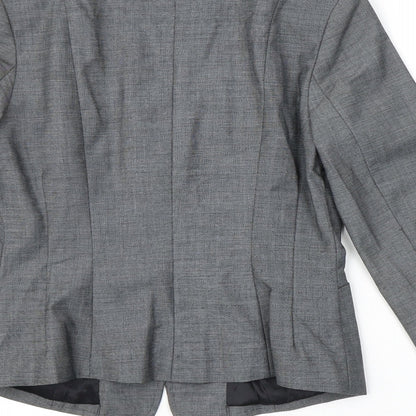 H&M Womens Grey Geometric Polyester Jacket Suit Jacket Size 10