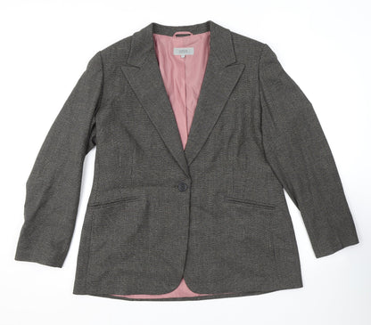 Marks and Spencer Womens Brown Plaid Polyester Jacket Suit Jacket Size 18