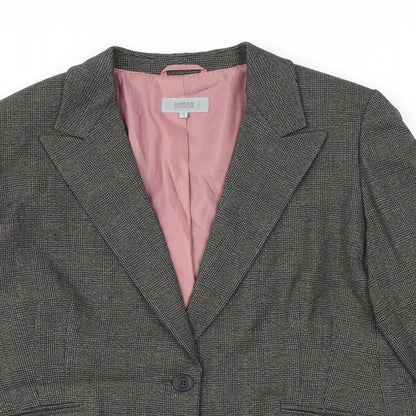 Marks and Spencer Womens Brown Plaid Polyester Jacket Suit Jacket Size 18