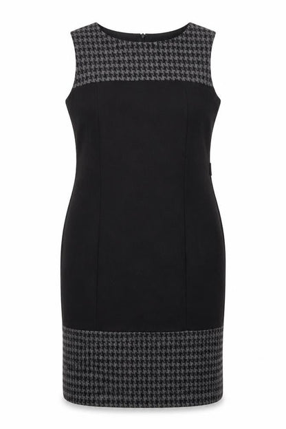 BHS Womens Black Geometric Polyester Shift Size 12 Boat Neck Zip