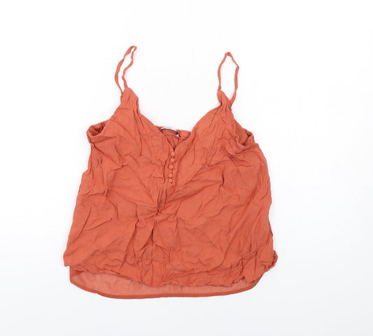 Womens UK Size L Stradivarius Orange Basic Tank
