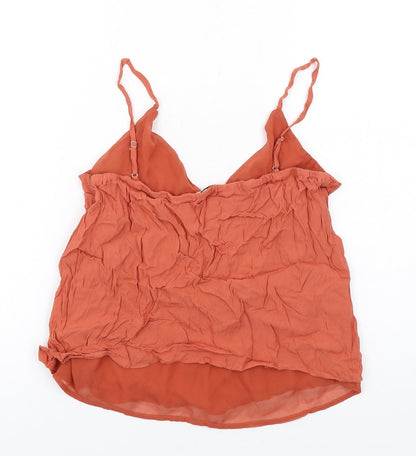 Womens UK Size L Stradivarius Orange Basic Tank