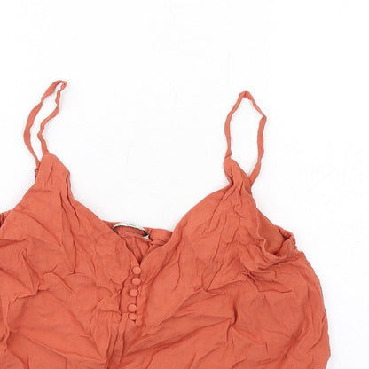 Womens UK Size L Stradivarius Orange Basic Tank