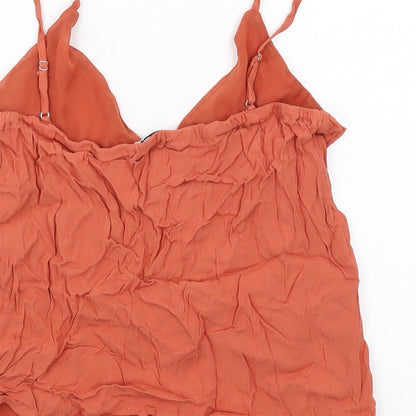 Womens UK Size L Stradivarius Orange Basic Tank