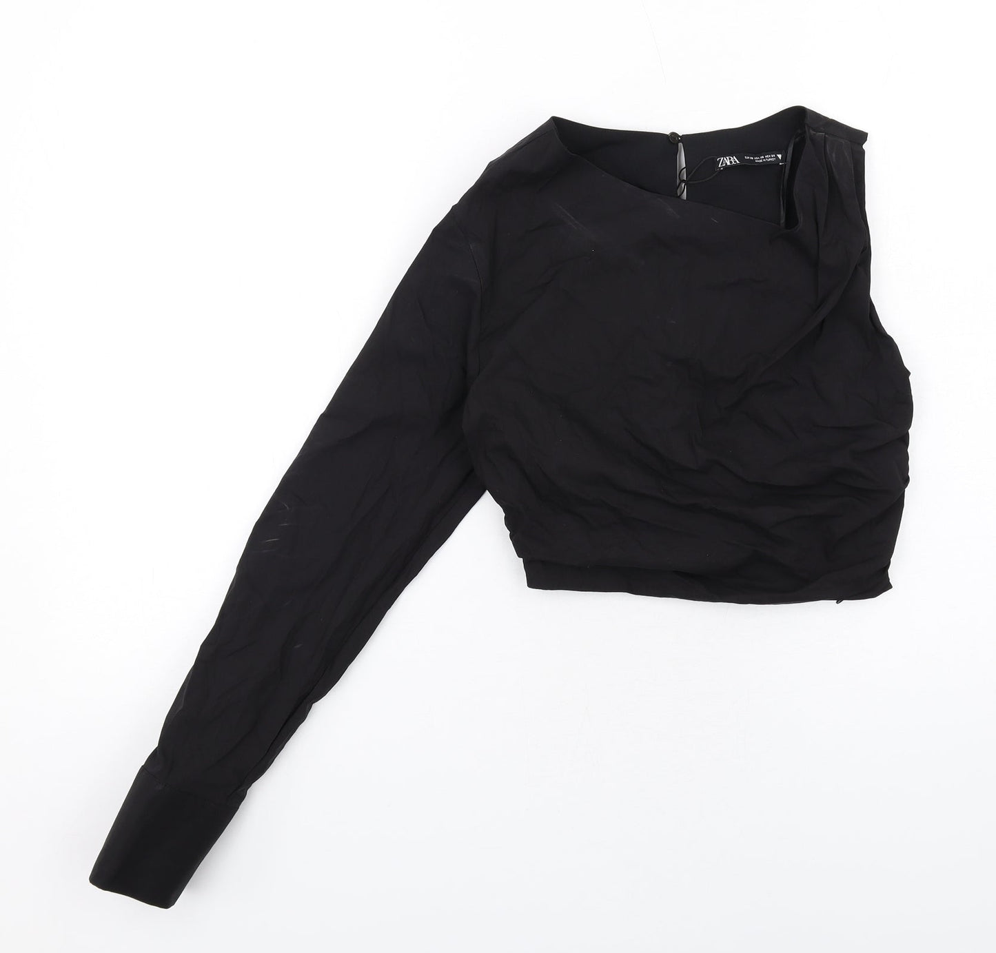 Womens UK Size XS Zara Black Cropped Blouse