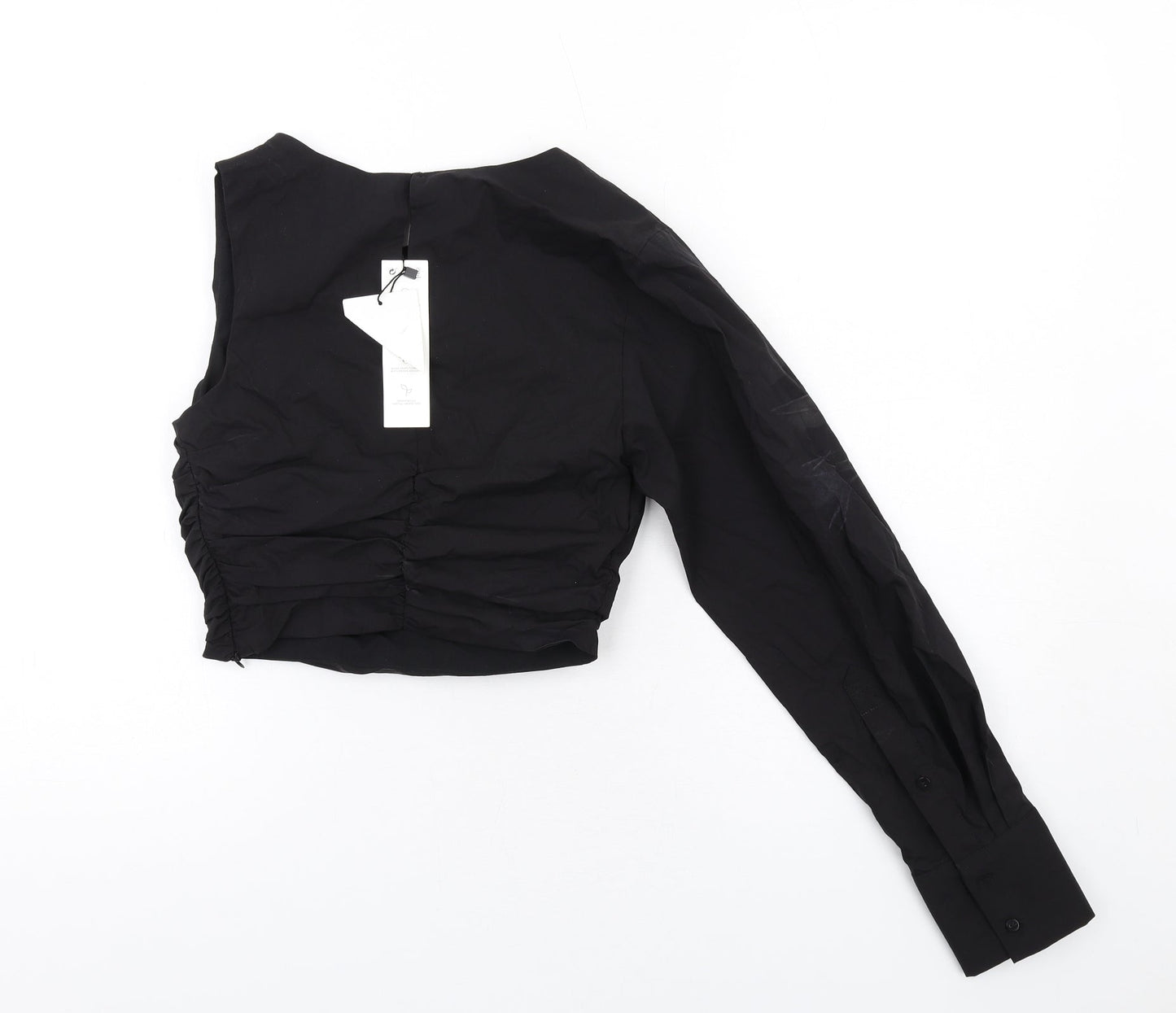 Womens UK Size XS Zara Black Cropped Blouse
