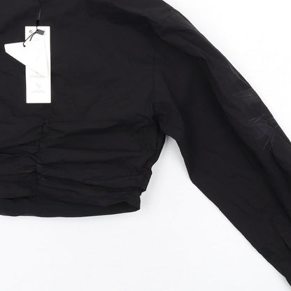 Womens UK Size XS Zara Black Cropped Blouse