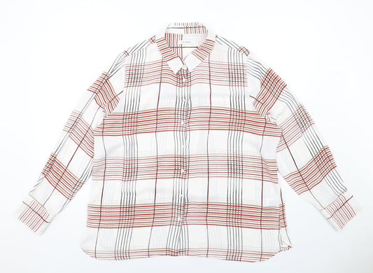 Womens UK Size 18 Classic White Basic Button-Up