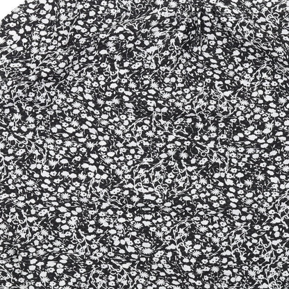 French Connection Womens Black Floral Polyester Basic Blouse Size M Collared