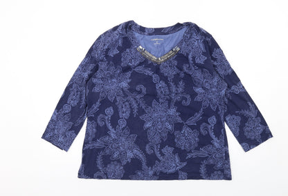 Womens UK Size L Croft & Barrow Blue Basic T-Shirt