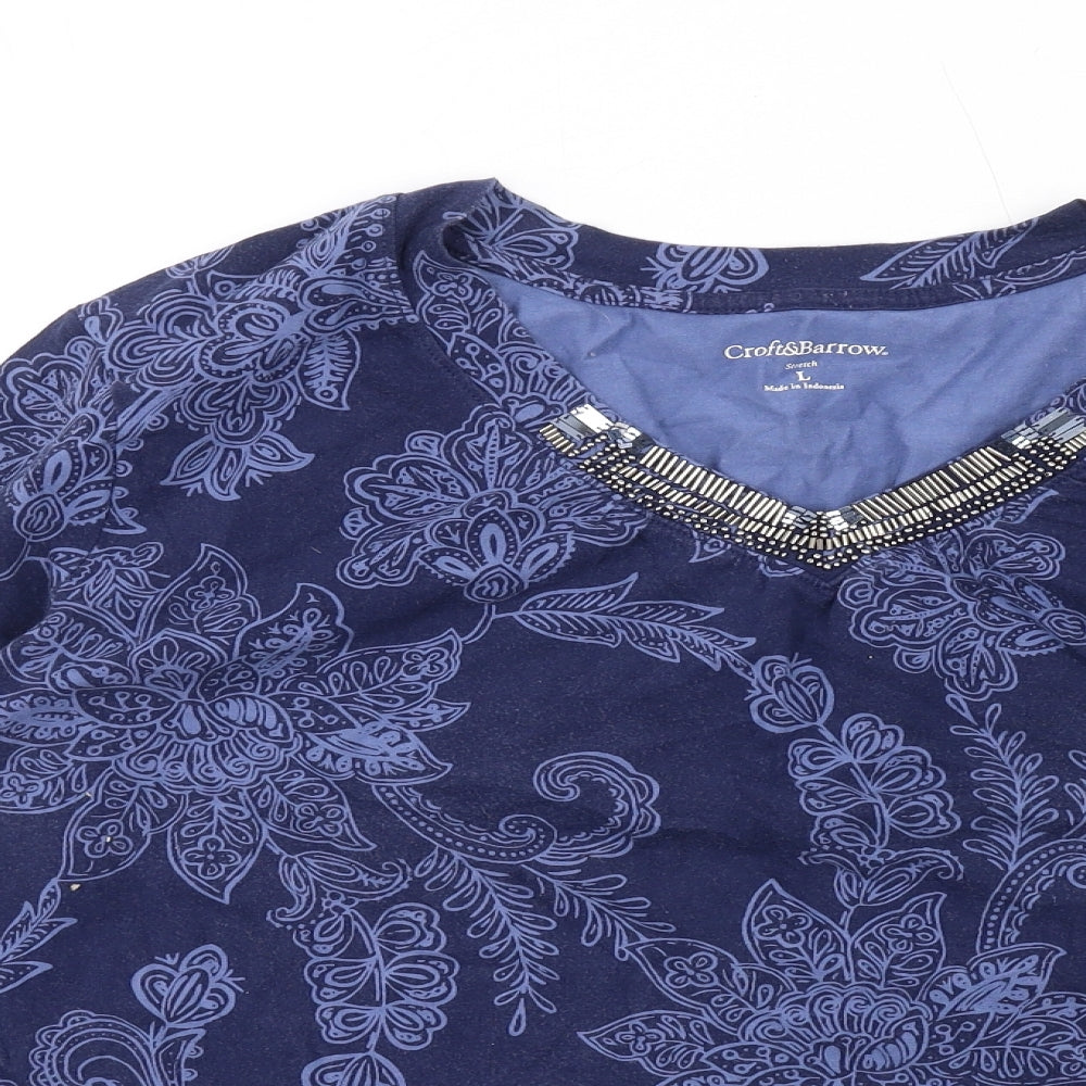 Womens UK Size L Croft & Barrow Blue Basic T-Shirt
