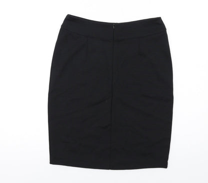 Fair Indigo Womens Black Cotton A-Line Skirt Size S Zip
