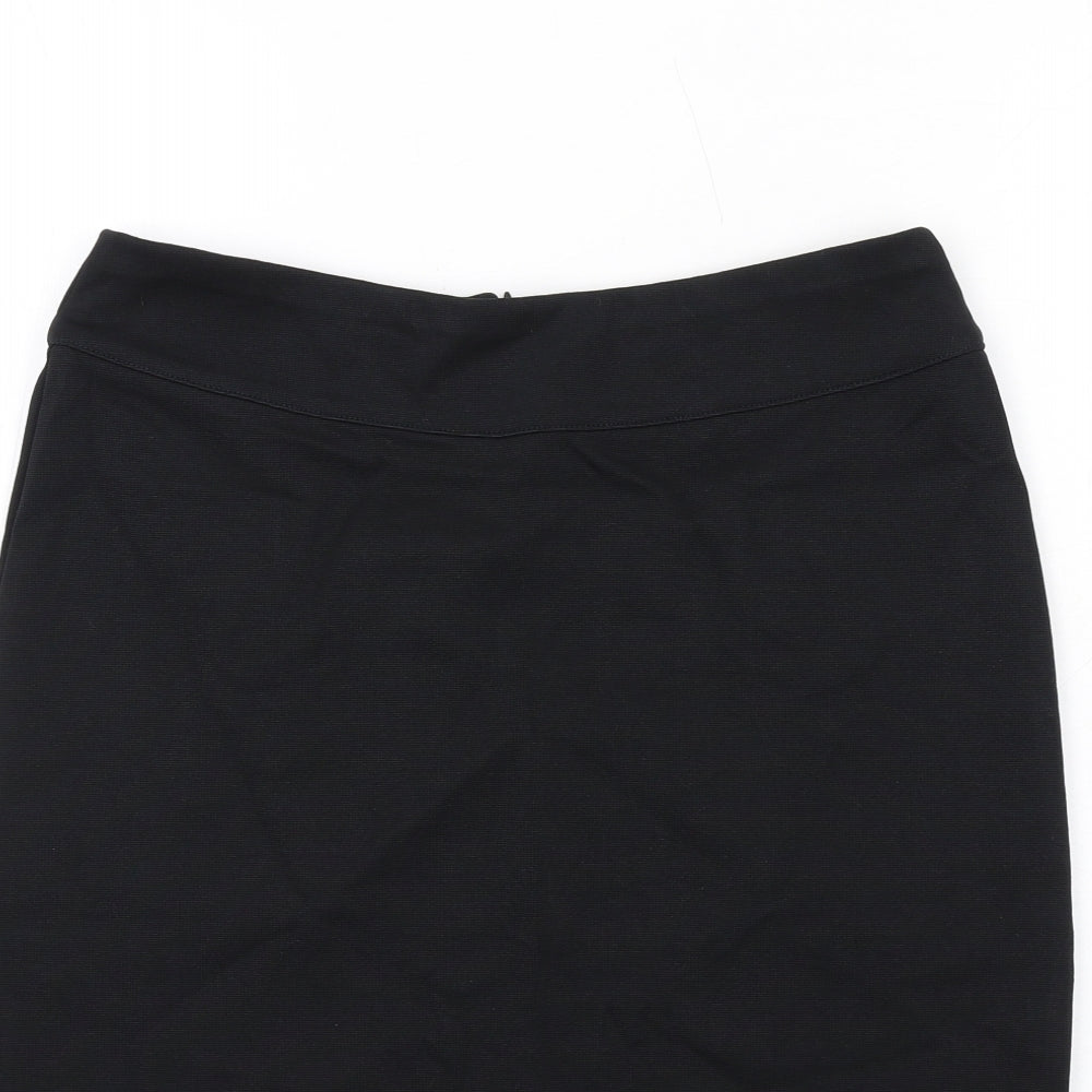 Fair Indigo Womens Black Cotton A-Line Skirt Size S Zip
