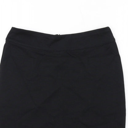 Fair Indigo Womens Black Cotton A-Line Skirt Size S Zip