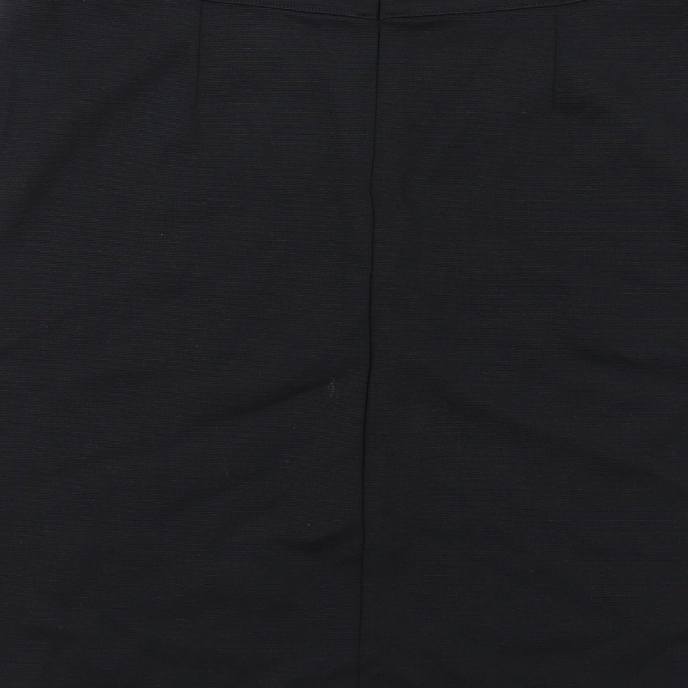 Fair Indigo Womens Black Cotton A-Line Skirt Size S Zip