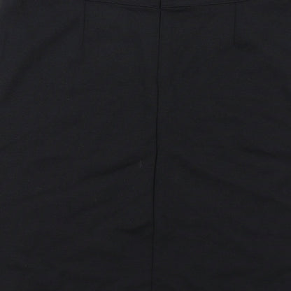 Fair Indigo Womens Black Cotton A-Line Skirt Size S Zip