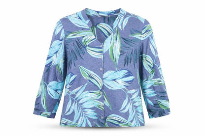 Classics Womens Multicoloured Geometric Polyester Basic Button-Up Size 16 V-Neck