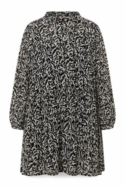 H&M Womens Black Geometric Polyester Shift Size 2XL Mock Neck Button