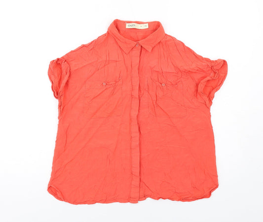 Womens UK Size 12 Oasis Red Basic Button-Up