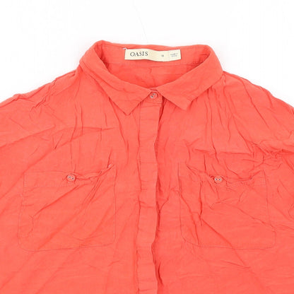 Womens UK Size 12 Oasis Red Basic Button-Up