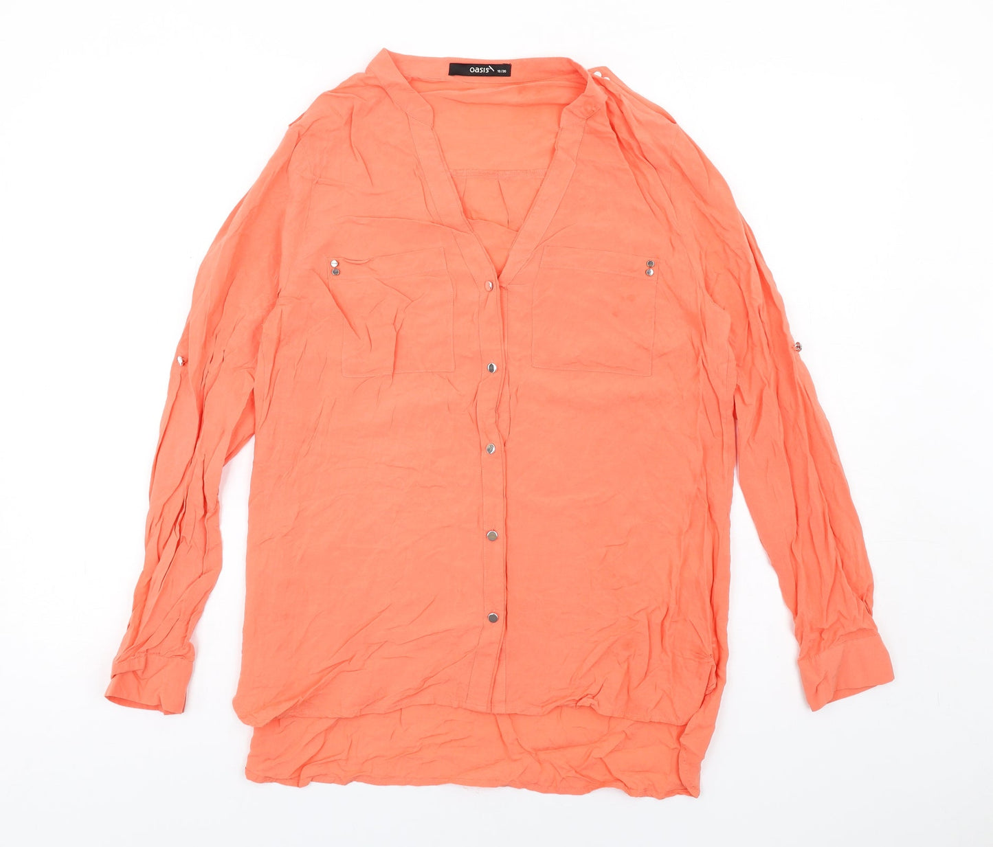 Womens UK Size 10 Oasis Orange Basic Button-Up