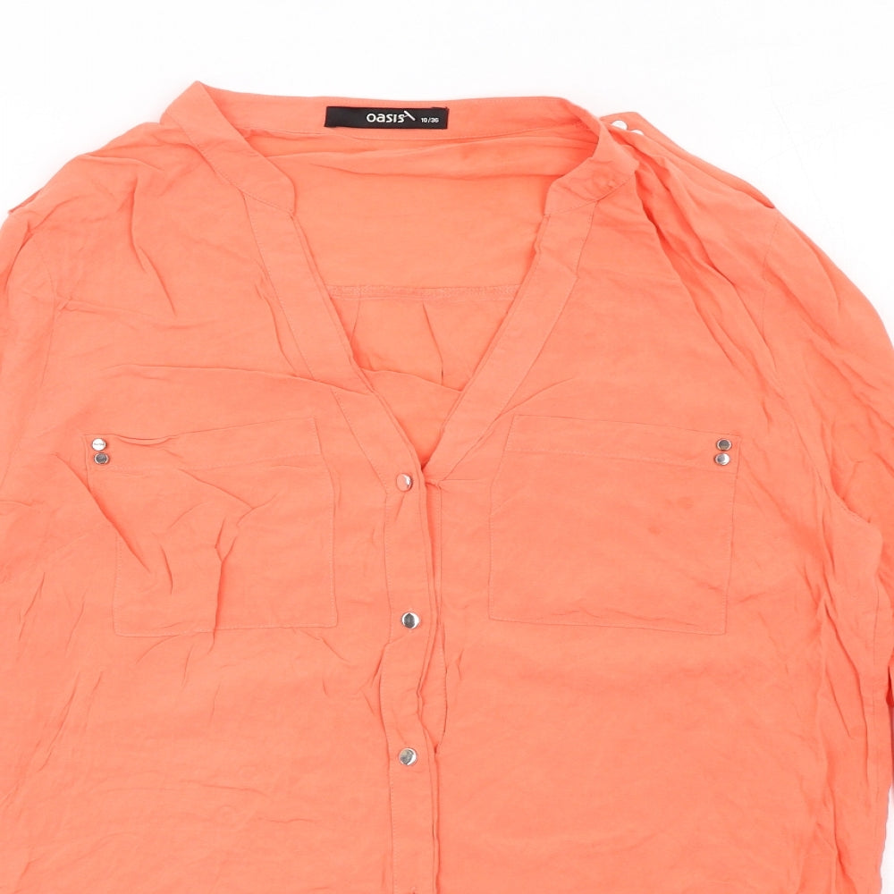 Womens UK Size 10 Oasis Orange Basic Button-Up