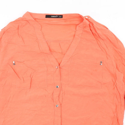 Womens UK Size 10 Oasis Orange Basic Button-Up