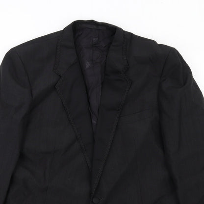 Steegan Mens Black Polyester Jacket Suit Jacket Size 42 Regular - Trimmed Lapel