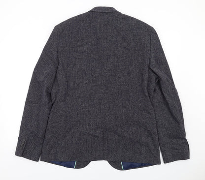 River Island Mens Black Cotton Jacket Blazer Size 44 Regular