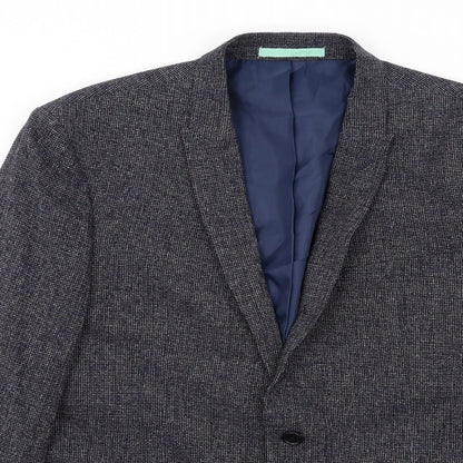 River Island Mens Black Cotton Jacket Blazer Size 44 Regular