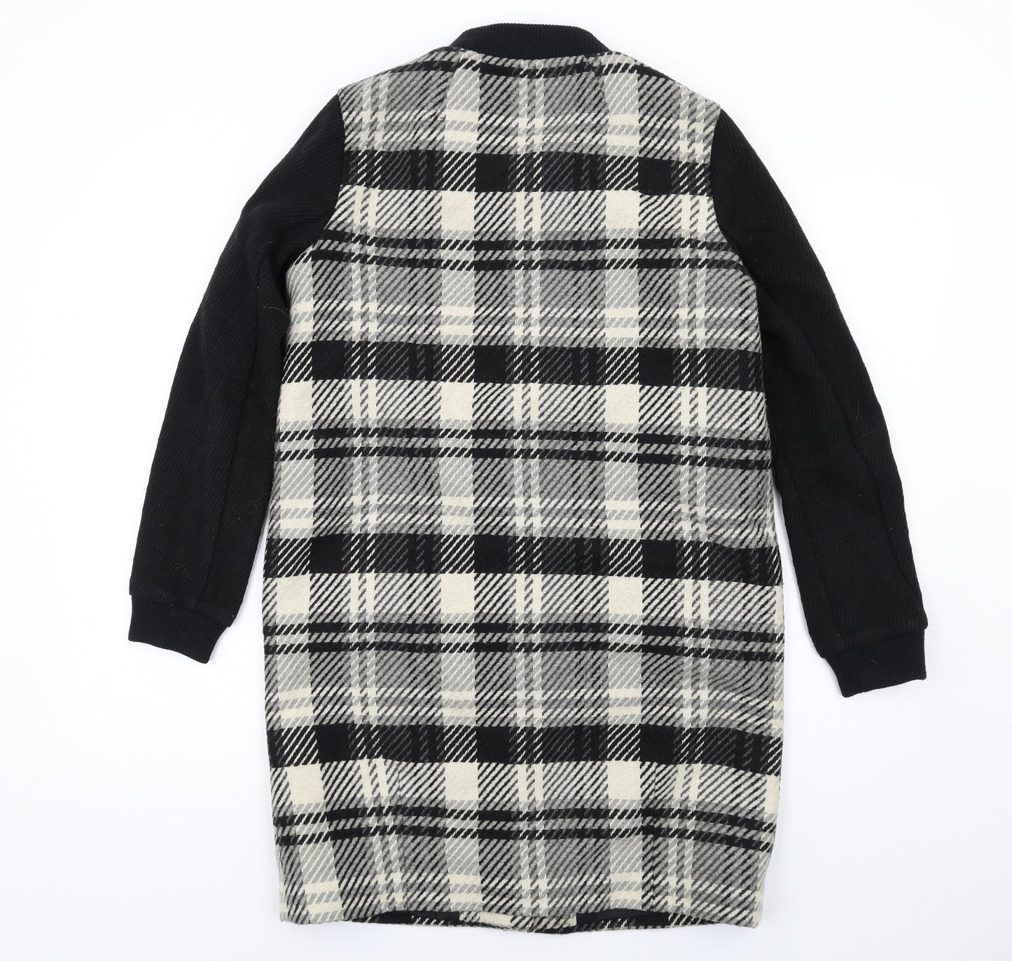 Principles Womens Black Plaid Overcoat Coat Size 8 Snap