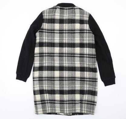 Principles Womens Black Plaid Overcoat Coat Size 8 Snap