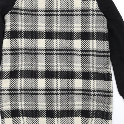 Principles Womens Black Plaid Overcoat Coat Size 8 Snap