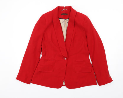 Additional front view of Savoir women’s red polyester jacket blazer, size UK 10