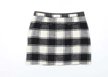 Intuition Womens Black Check Polyester A-Line Skirt Size 14 Zip