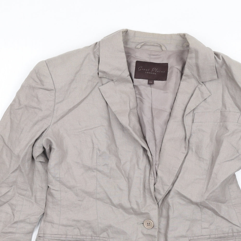 Great Plains Womens Grey Linen Jacket Blazer Size XS