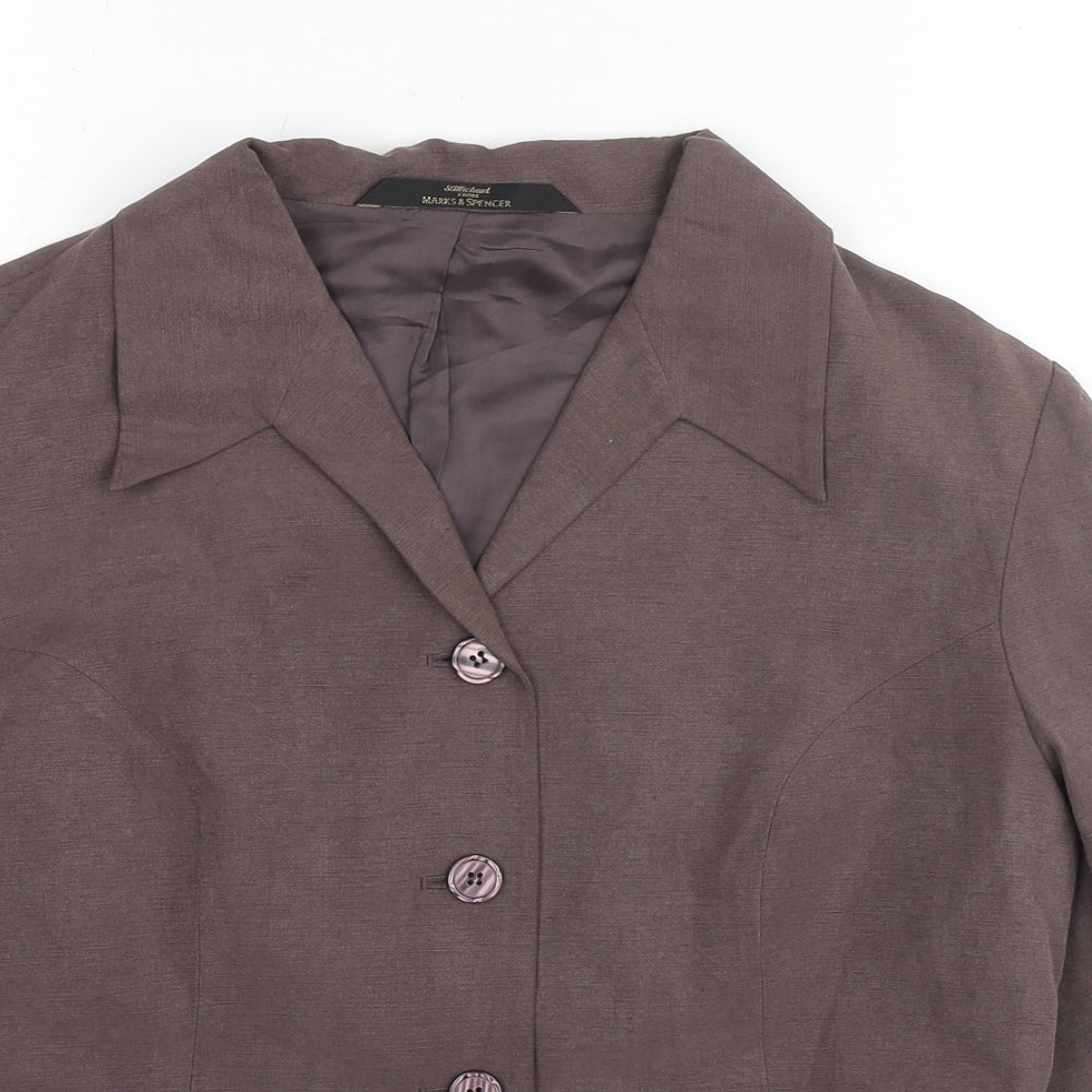 St Michael Womens Brown Jacket Blazer Size 14 Button