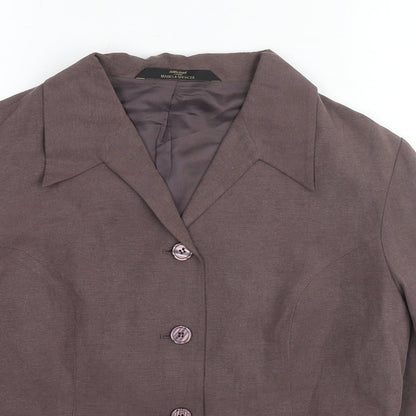 St Michael Womens Brown Jacket Blazer Size 14 Button