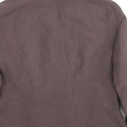 St Michael Womens Brown Jacket Blazer Size 14 Button