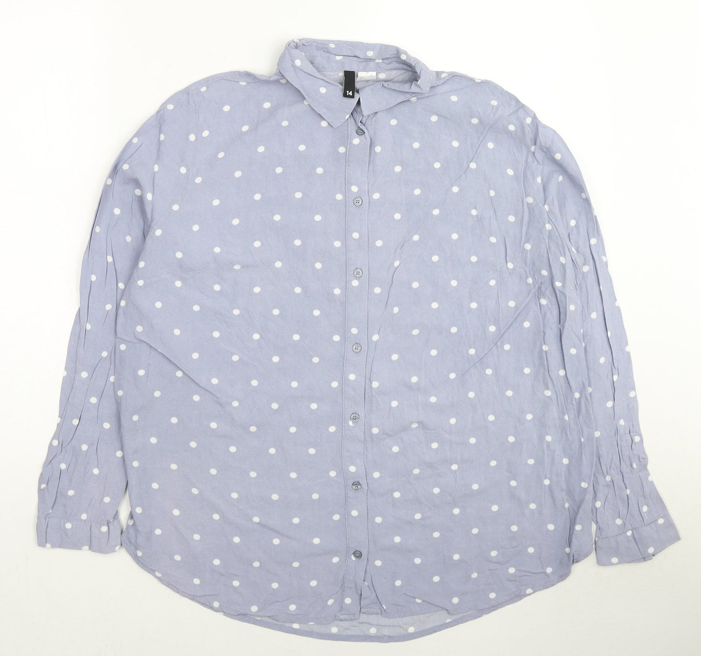 Womens UK Size 12 H&M Blue Basic Button-Up