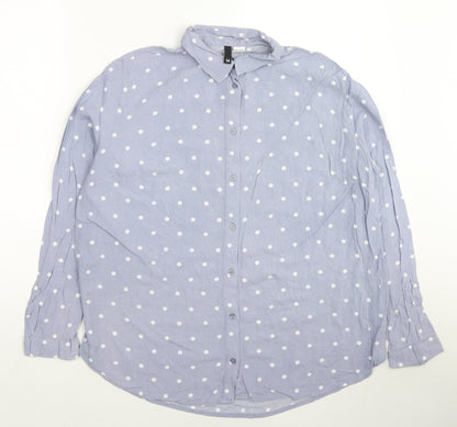 Womens UK Size 12 H&M Blue Basic Button-Up