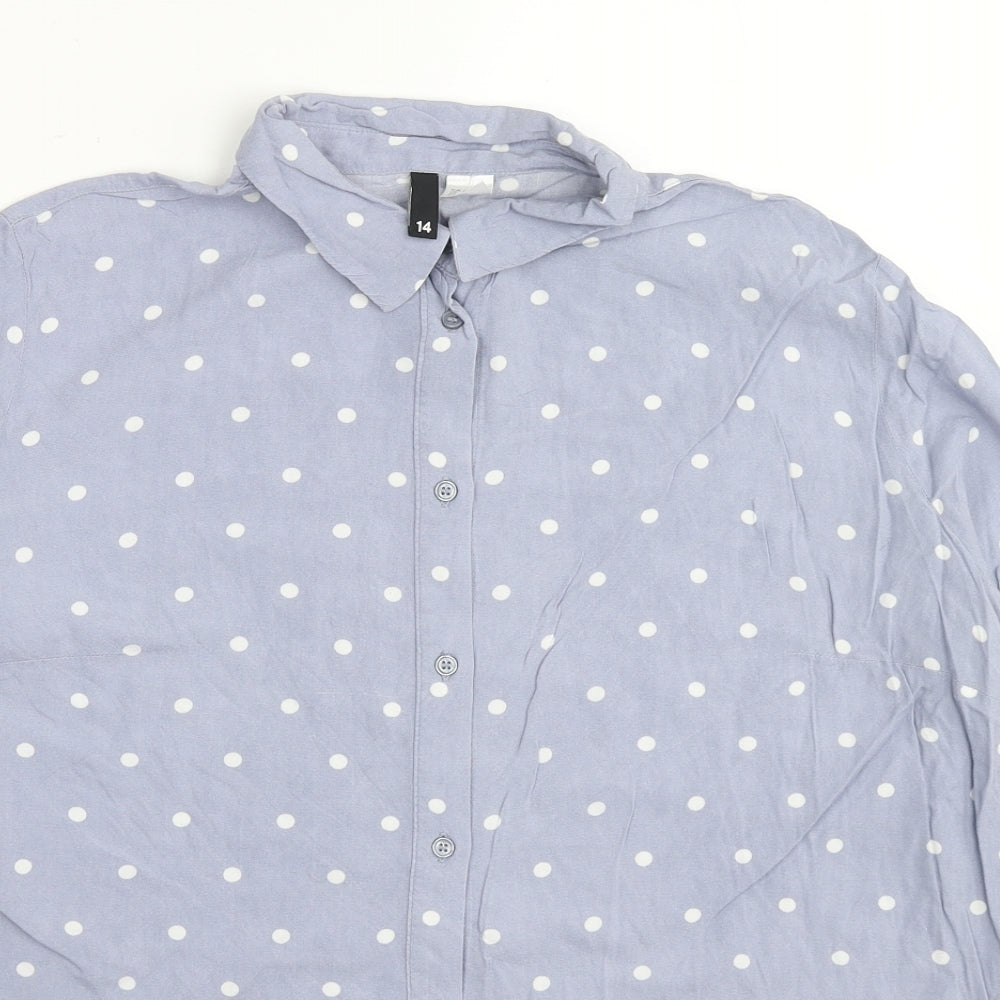 Womens UK Size 12 H&M Blue Basic Button-Up