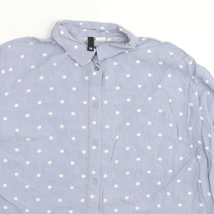 Womens UK Size 12 H&M Blue Basic Button-Up