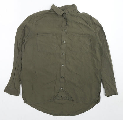 Womens UK Size 6 H&M Green Basic Button-Up