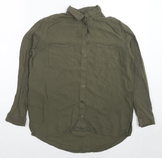 Womens UK Size 6 H&M Green Basic Button-Up